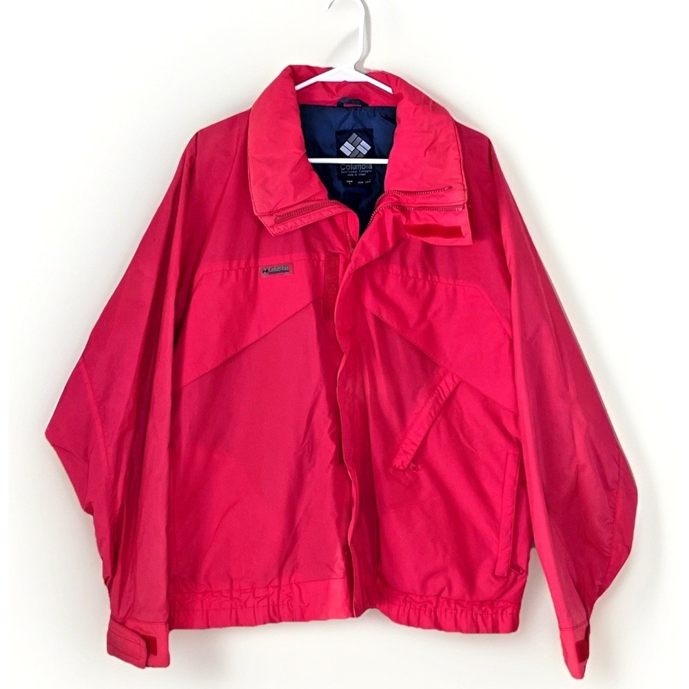 Columbia Whirlibird Coral Radial Sleeve Full Zip Windbreaker Mens Large VTG 90’s